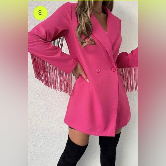 Gypsy Outlaw Jackets & Blazers - Rodeo Queen Fringe Blazer by Gypsy Outlaw in Hot Barbie Pink NWT